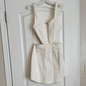 White Denim Cut-out Dress